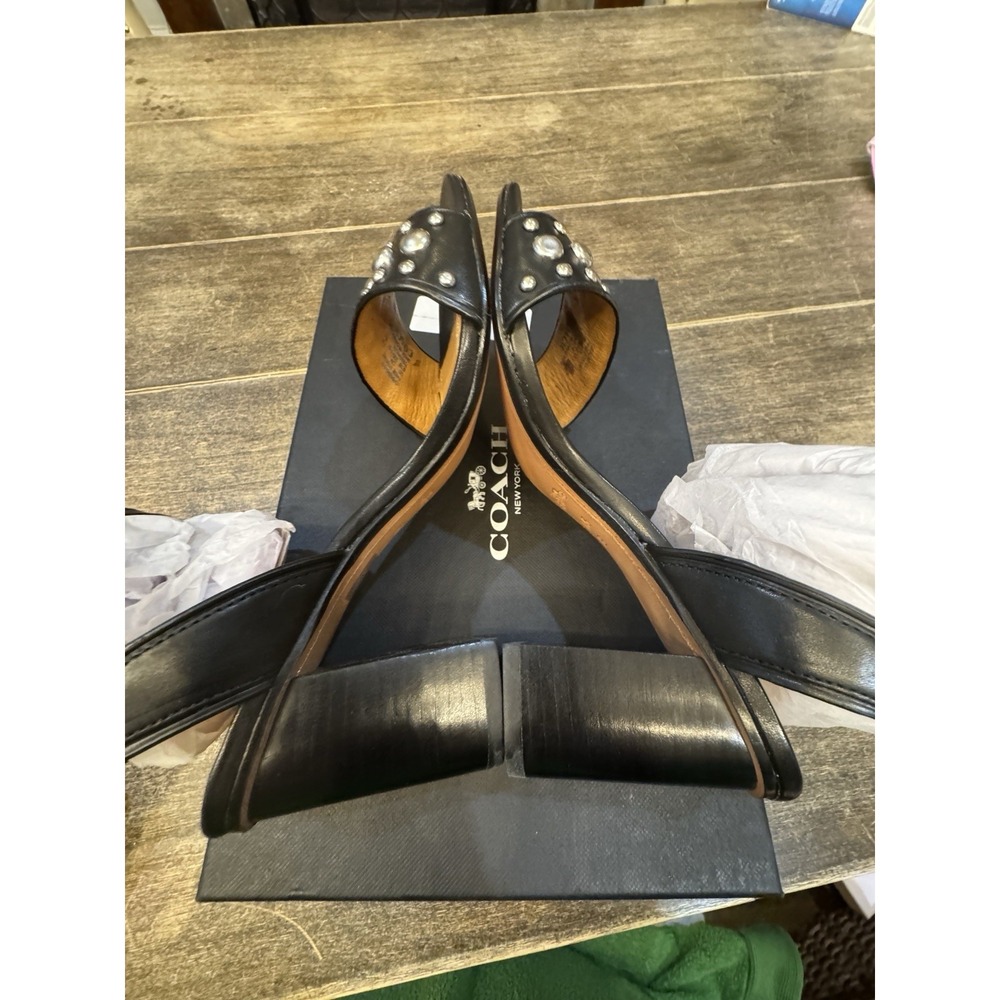 COACH Woman's Paige Studded Heel Sandal‎ Black, Size 6.5 - Picture 7 of 12